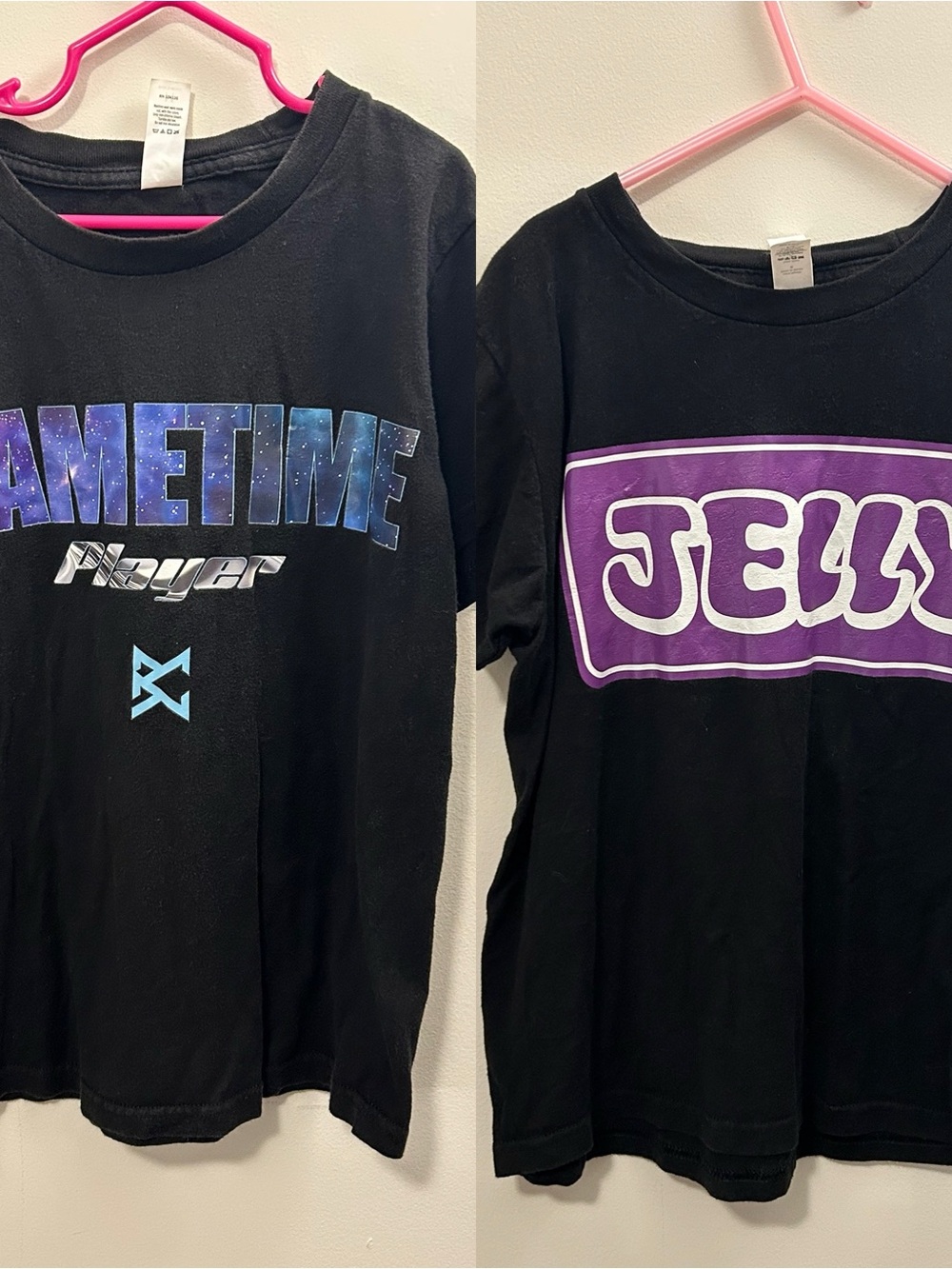 Kids Black Graphic Tee with Blue & Purple Prints - Unbranded